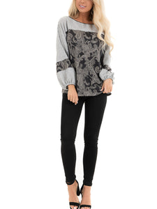 Crew Neck Long Sleeve Embroidered Blouse