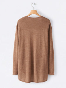 V-neck Knitted Irregular Long Sleeve Sweater