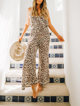 Load image into Gallery viewer, Women Chic V-neck Lace Up Leopard Print Jumpsuit