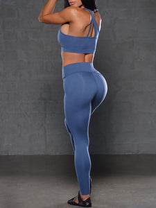 Slim Fit One Shoulder Yoga Sports Suit