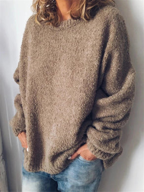 Khaki Knit Crew Neck Casual Sweater