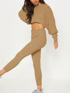 Casual Loose Plain Knit Set