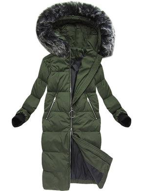 Long Hooded Fur Collar Down Jacket