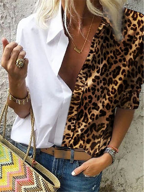 Stylish And Elegant Color-Matched Leopard Shirt