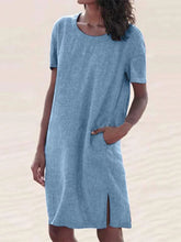 Load image into Gallery viewer, Linen Casual Short Sleeve Dresses