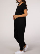 Load image into Gallery viewer, Pure Color Loose Round Neck Short Sleeve Maternity Jumpsuit