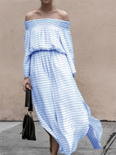 Load image into Gallery viewer, One-shoulder Striped Casual Dress