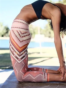 Retro Striped Printed Skinny Yoga Pants