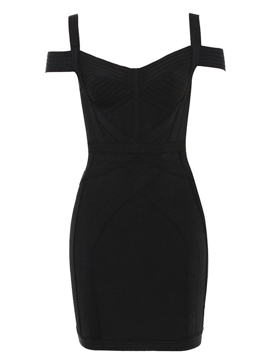 Sling, Shoulder-Exposed, Waist-Tight And Hip-Slimming Bandage Dress