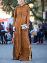 Load image into Gallery viewer, Fashion Pure Color Open Long Sleeves Maxi Dress