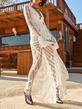 Load image into Gallery viewer, White V-neck Mesh Fringed Bridal Maxi Dress