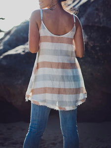 Women Loose Contrast Stripe Camisole