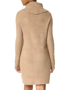 High Neck Knit Solid Color Dress