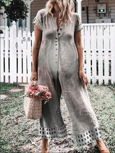 Loose Casual Button Maternity Jumpsuit