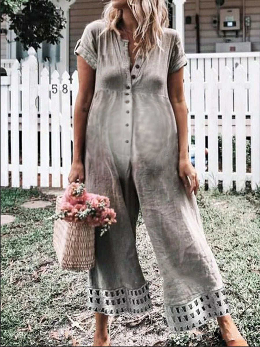 Loose Casual Button Maternity Jumpsuit