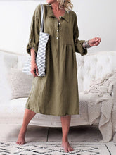 Load image into Gallery viewer, Autumn Cotton and Linen Lapel Loose Dress