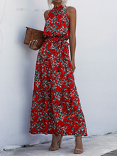 Load image into Gallery viewer, Boho Halter Floral Printed Mini Dresses in Red