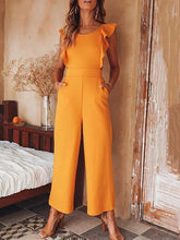 Load image into Gallery viewer, Sexy Sleeveless Ruffle Lace-Up Jumpsuit