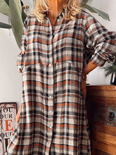 Load image into Gallery viewer, Farm Style Casual Plaid Shirt Dress