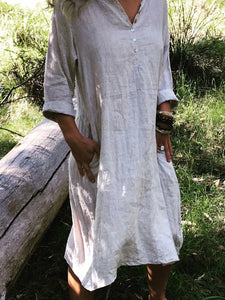 Cotton and Linen Casual Dress