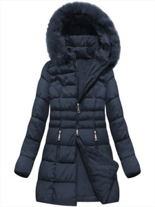 Solid Color Hooded Pocket Warm Down Coat