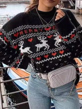 Load image into Gallery viewer, Christmas Elk Print Knit Sweater