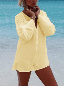 Sexy Simple Solid Color V Neck Jumpsuits