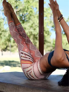 Retro Striped Printed Skinny Yoga Pants