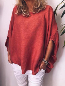 V-neck Solid Color Loose Women’s Blouses