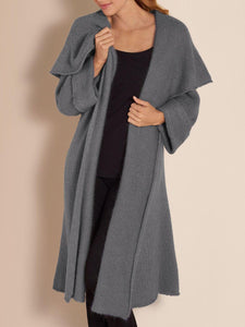 Lapel Collar Openwork Wool Long Coat