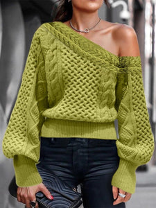 Casual Strapless Lantern Sleeve Sweaters