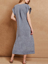 Load image into Gallery viewer, Linen Border Stripe Midi Dress