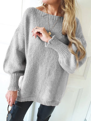 Lantern Sleeve Thin Knitted Sweater