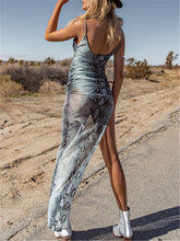 Load image into Gallery viewer, Asymmetric Maxi Dress With Sexy Snake Print Suspenders