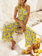 Load image into Gallery viewer, Casual One-Shoulder Ruffled Wave Dot Print Jumpsuit