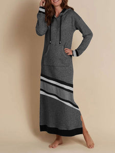 Printed Casual Hooded Long Sleeve Dress