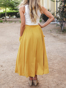 Women Casual Dress Lace Up Pocket Skirt