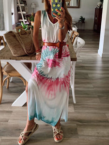 Vest Tie-dye Holiday Casual Dress