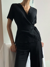 Load image into Gallery viewer, Solid Color V-Neck Short Sleeve Suit