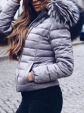 Load image into Gallery viewer, Fashion Imitation Fur Hooded Solid Color Short Cotton Coats