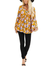 Load image into Gallery viewer, V-Neck Long Sleeve Printed Blouse