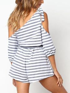 Striped Casual Cotton and Linen Suit