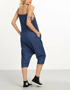 Casual Simple Loose Pocket Sling Jumpsuit