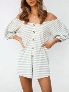 Sexy Word Striped Buttoned Jumpsuits