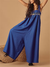 Load image into Gallery viewer, Ethnic Webbing Fringed Stitching Wide Leg Jumpsuits