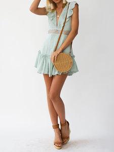 V-neck Lace Halter Dress