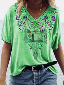 Women V-Neck Boho Summer Vintage Blouse