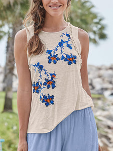 Printed Loose Sleeveless T-Shirt