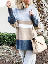 Load image into Gallery viewer, Gray Long Sleeve Round Neck Striped Knitted Tops