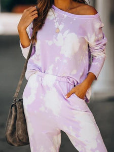 Fashion Tie-dye Printed Long Sleeve Casual Suit